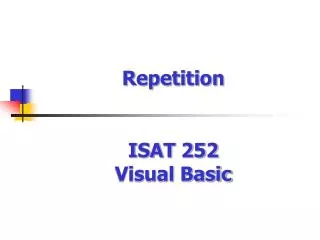 ISAT 252 Visual Basic