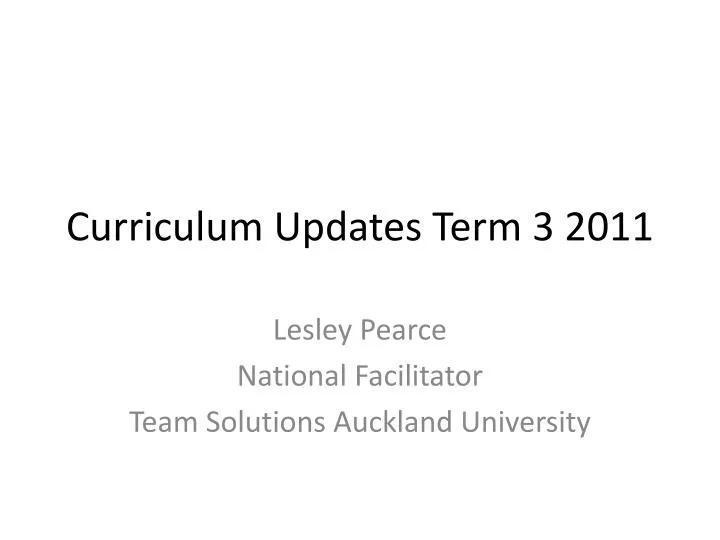 curriculum updates term 3 2011