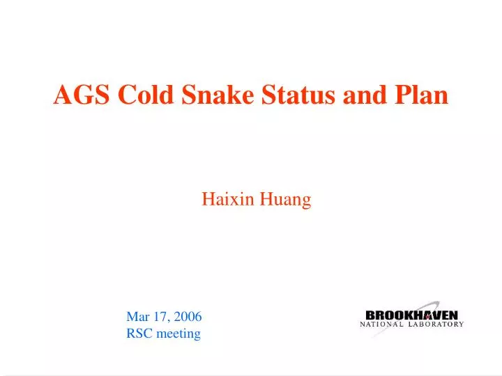 ags cold snake status and plan