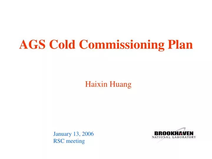 ags cold commissioning plan