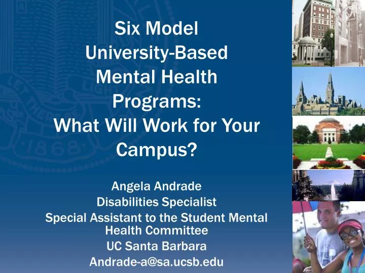 six model university based mental health programs what will work for your campus