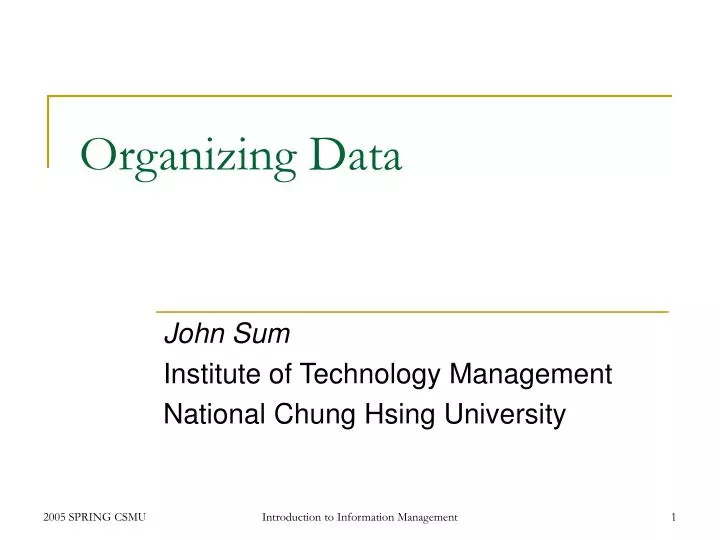organizing data