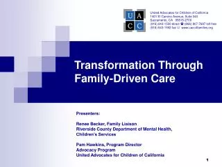Transformation Through Family-Driven Care