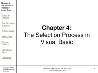 Chapter 4: The Selection Process in Visual Basic
