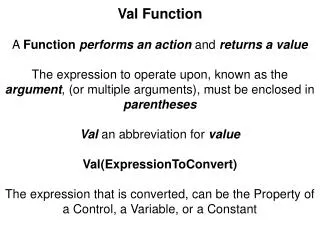 Val Function