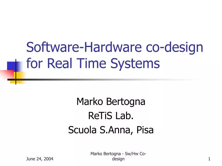 software hardware co design for real time systems