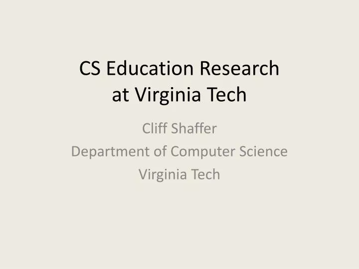 cs education research at virginia tech