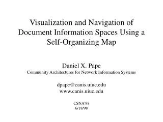 Visualization and Navigation of Document Information Spaces Using a Self-Organizing Map