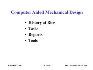 Computer Aided Mechanical Design