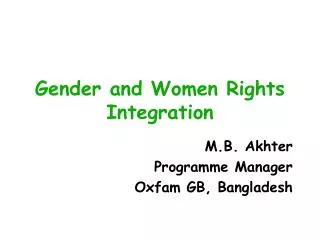 Gender and Women Rights Integration