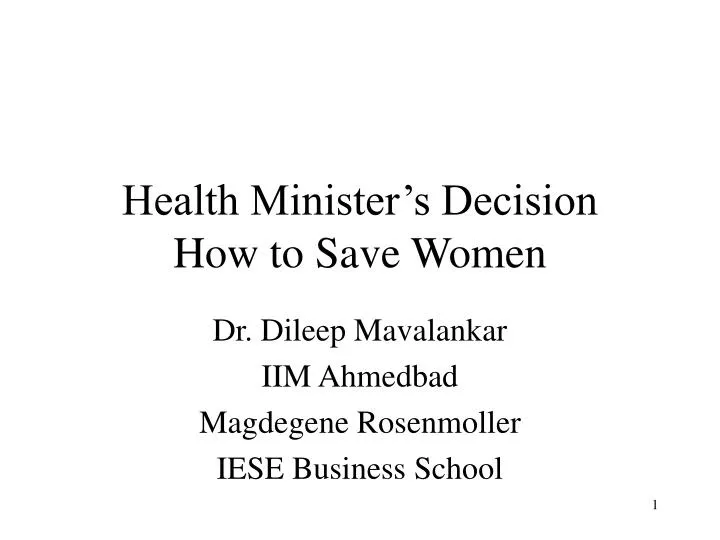 health minister s decision how to save women