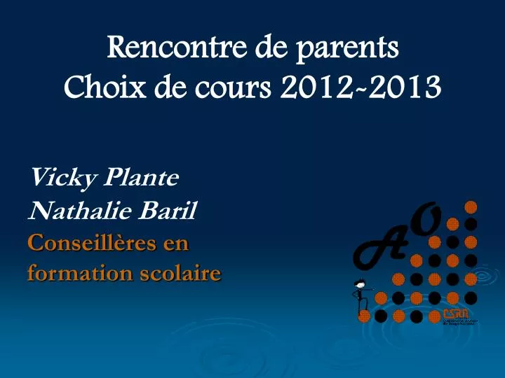 rencontre de parents choix de cours 2012 2013