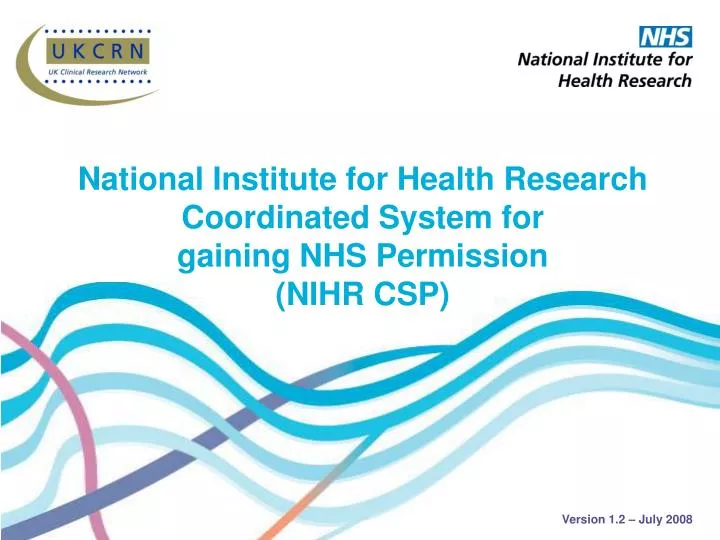 national institute for health research coordinated system for gaining nhs permission nihr csp