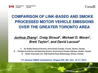COMPARISON OF LINK-BASED AND SMOKE PROCESSED MOTOR VEHICLE EMISSIONS OVER THE GREATER TORONTO AREA