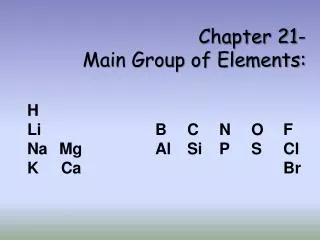 Chapter 21- Main Group of Elements: