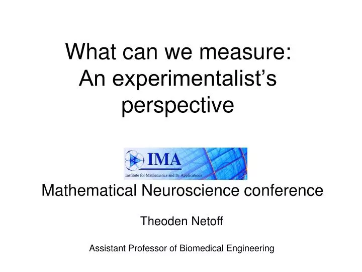 what can we measure an experimentalist s perspective