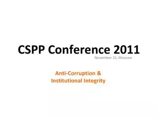 CSPP Conference 2011