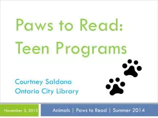 Animals | Paws to Read | Summer 2014