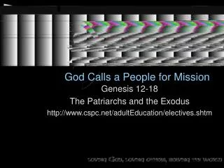 God Calls a People for Mission