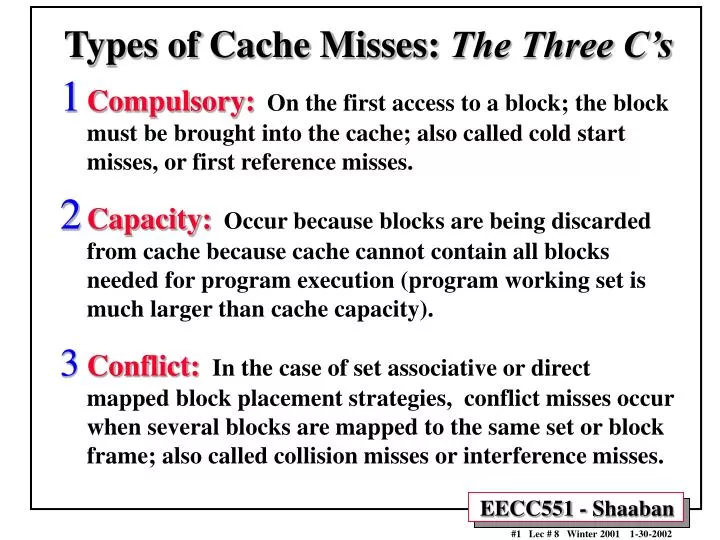 types of cache misses the three c s