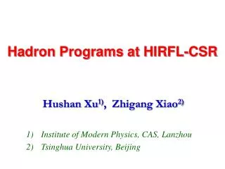 Hadron Programs at HIRFL-CSR