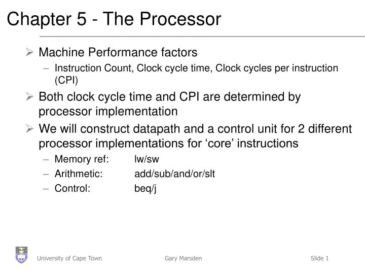 chapter 5 the processor