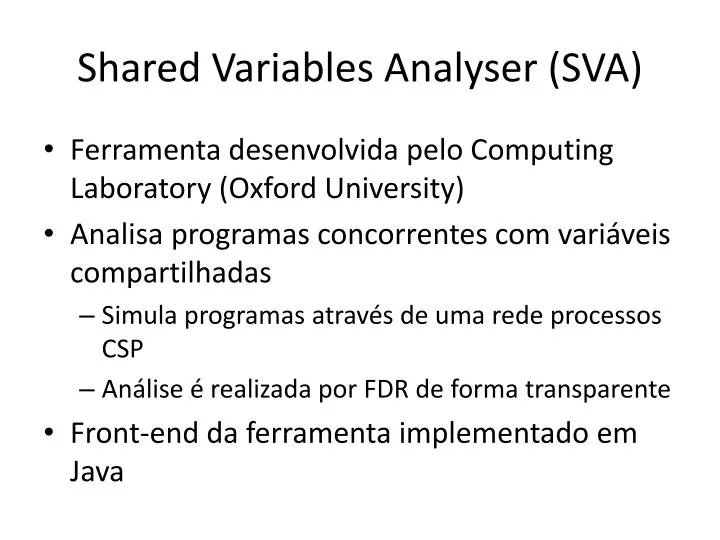 shared variables analyser sva