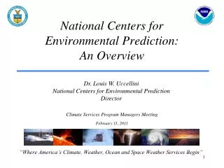 national centers for environmental prediction an overview