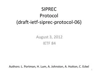 SIPREC Protocol (draft-ietf-siprec-protocol-06)