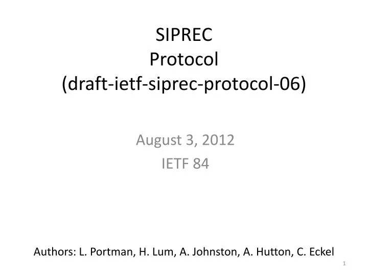 siprec protocol draft ietf siprec protocol 06
