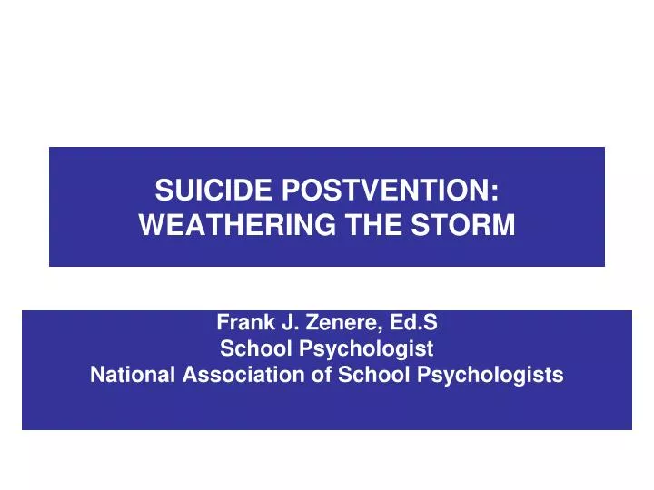 suicide postvention weathering the storm