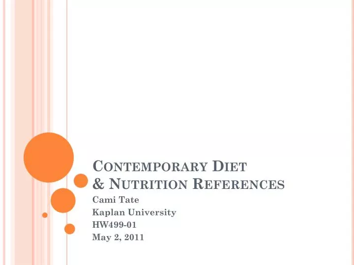 contemporary diet nutrition references