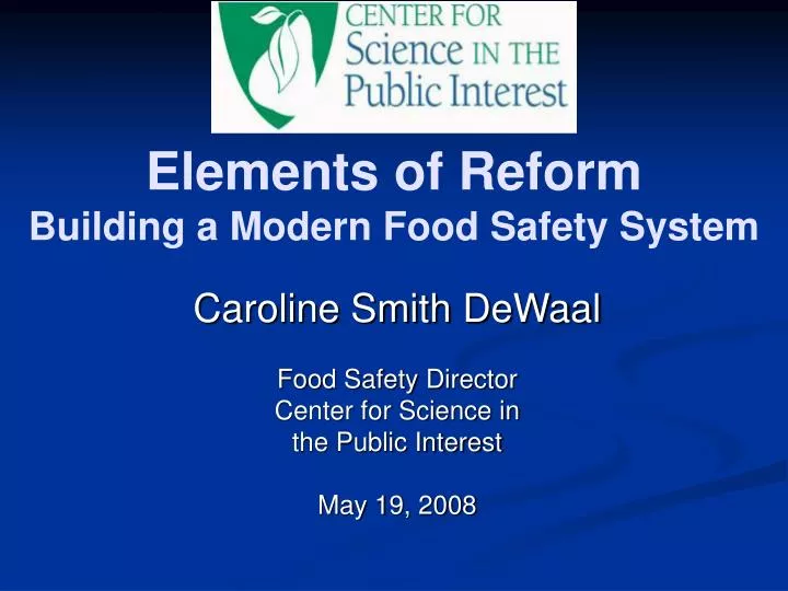 elements of reform building a modern food safety system
