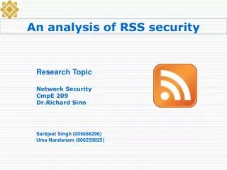An analysis of RSS security