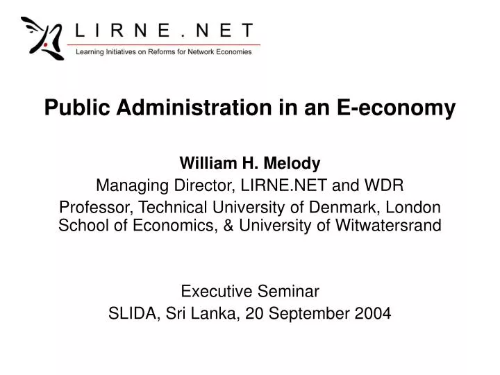 public administration in an e economy
