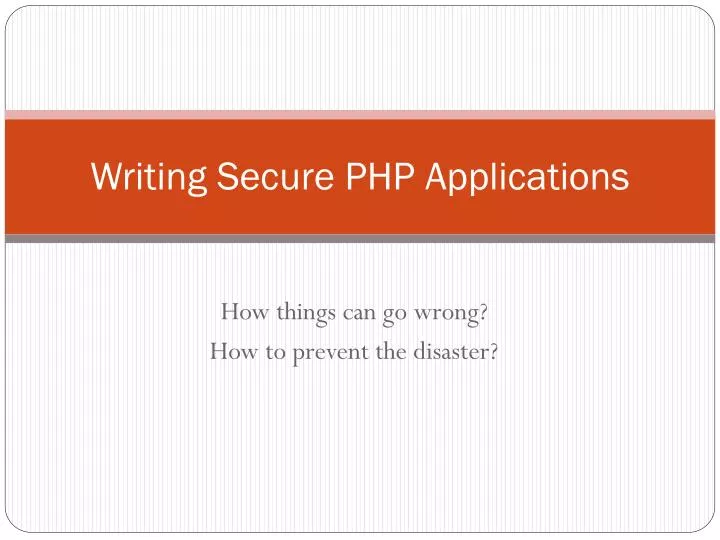 writing secure php applications