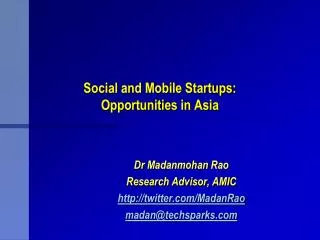 Social and Mobile Startups: Opportunities in Asia