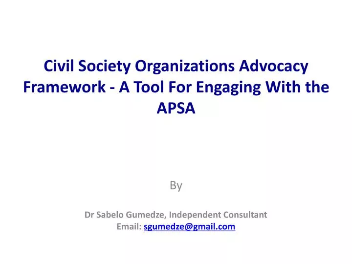 civil society organizations advocacy framework a tool for engaging with the apsa