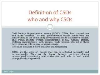 Definition of CSOs who and why CSOs