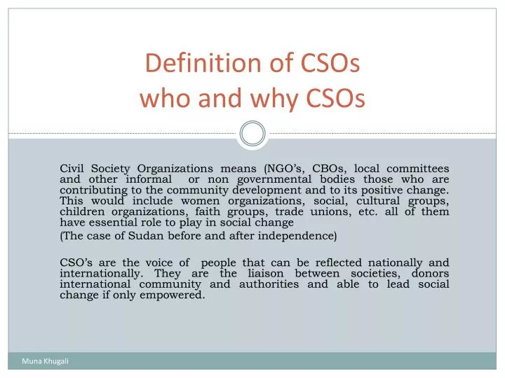 definition of csos who and why csos