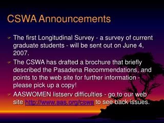 CSWA Announcements