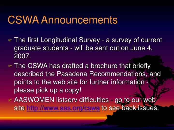cswa announcements
