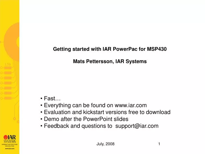 getting started with iar powerpac for msp430 mats pettersson iar systems