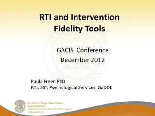 RTI and Intervention Fidelity Tools