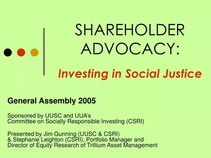 shareholder advocacy investing in social justice