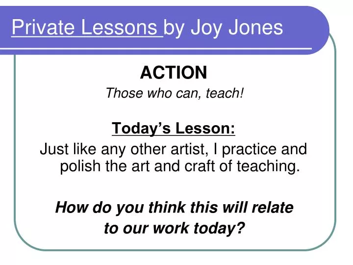 private lessons by joy jones