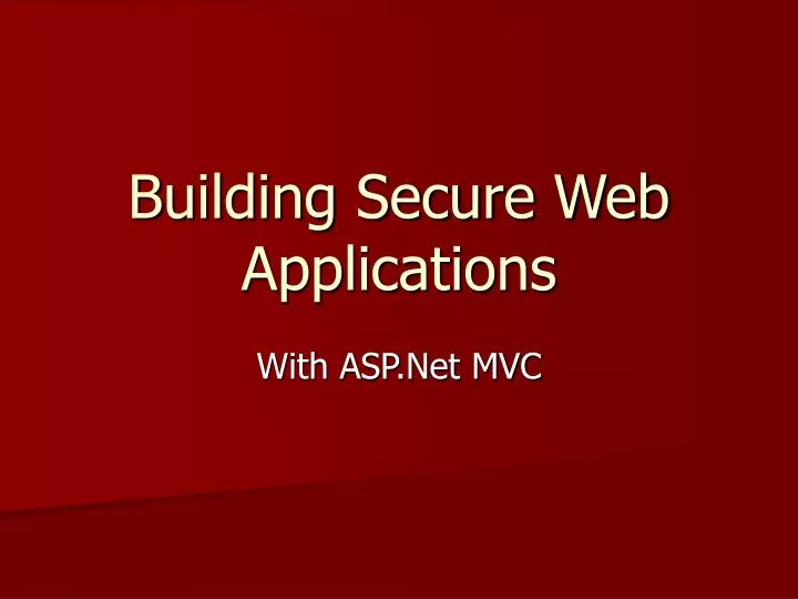 building secure web applications