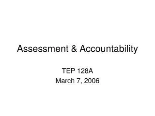 Assessment &amp; Accountability