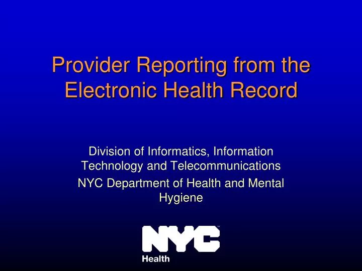 provider reporting from the electronic health record