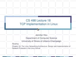CS 498 Lecture 18 TCP Implementation in Linux